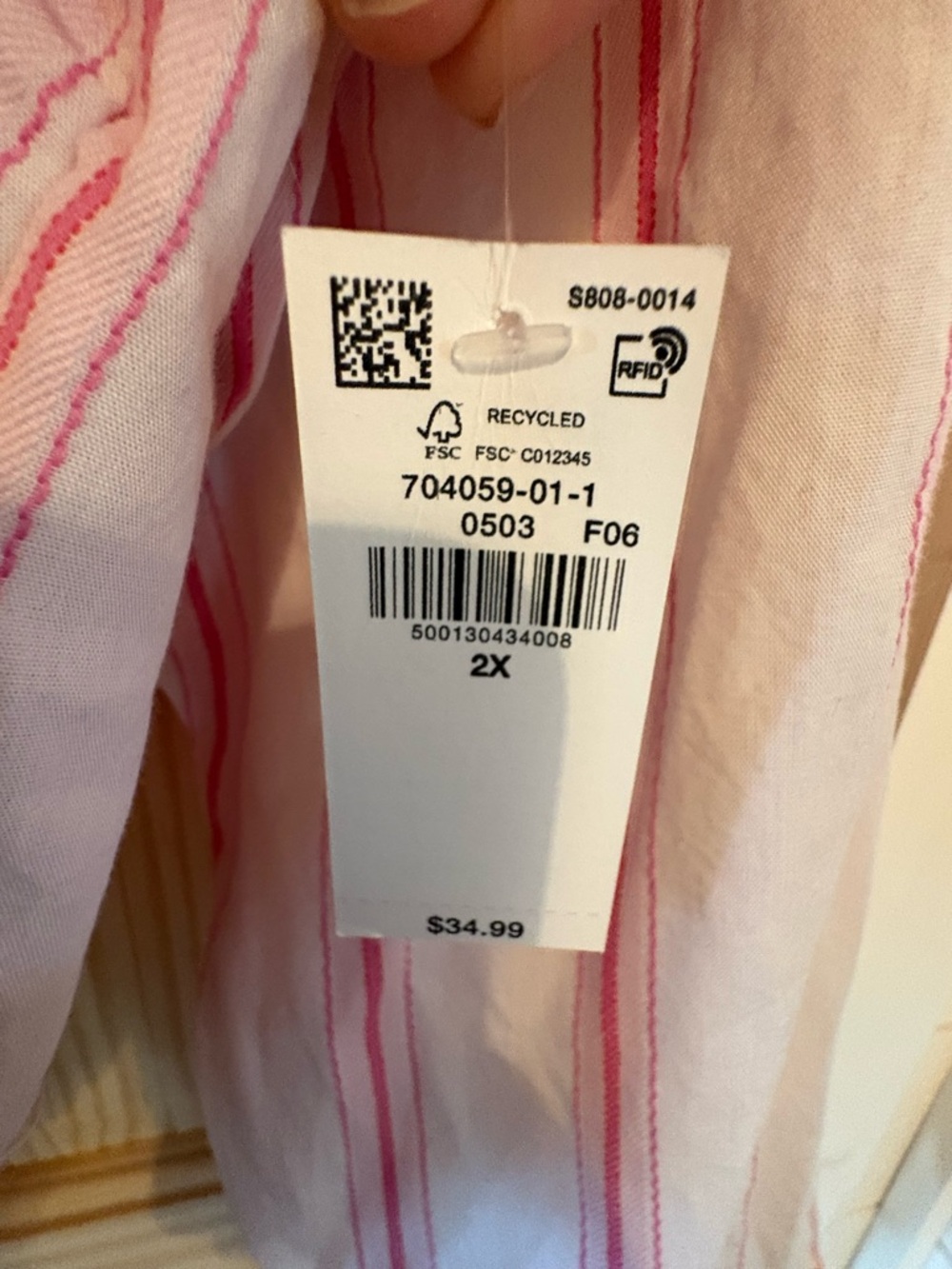 Old Navy Pink and White Striped Button-Down Shirt NWT - Picture 2 of 5